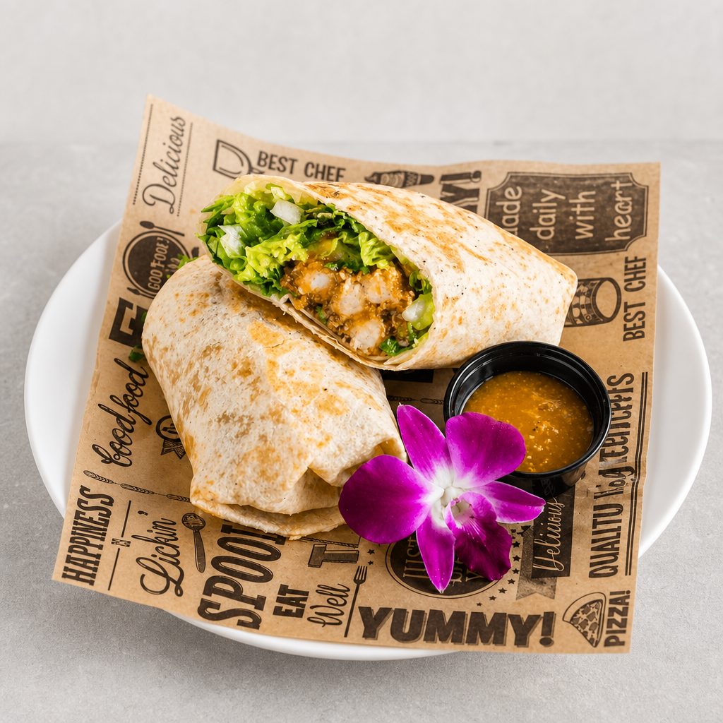 Coconut Mango Shrimp Wrap.